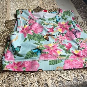 Colorful Floral Summer Cropped- Tank Top